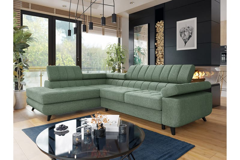 Kintore 3-sits Hörnbäddsoffa Ljusgrön - Möbler - Vardagsrum - Bäddsoffor - Hörnbäddsoffa