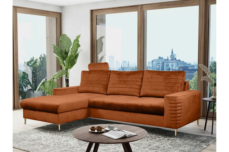 Kintore 3-sits Hörnbäddsoffa Mörk Orange - Möbler - Vardagsrum - Bäddsoffor - Hörnbäddsoffa
