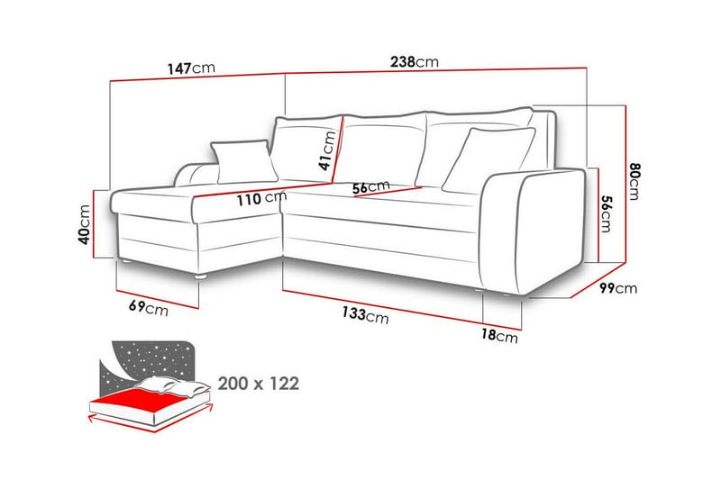 Kintore 3-sits Hörnbäddsoffa Mörkblå - Möbler - Vardagsrum - Bäddsoffor