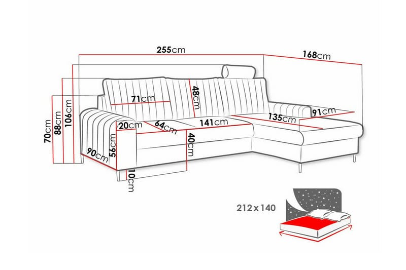 Kintore 3-sits Hörnbäddsoffa Mörkgrön - Möbler - Vardagsrum - Bäddsoffor