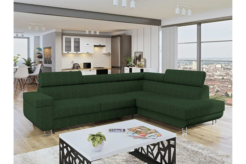 Kintore 3-sits Hörnbäddsoffa Mörkgrön - Möbler - Vardagsrum - Bäddsoffor - Hörnbäddsoffa