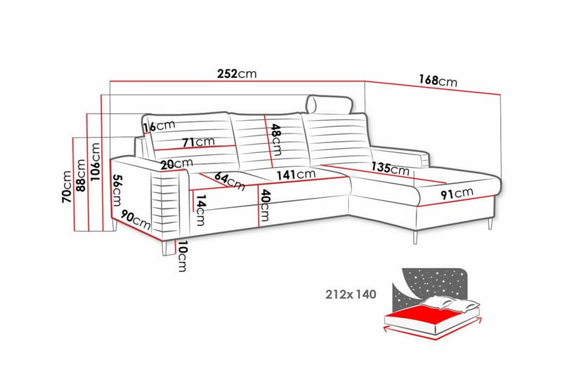 Kintore 3-sits Hörnbäddsoffa Mörkgul - Hörnbäddsoffa - Bäddsoffor