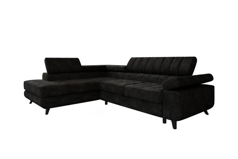 Kintore 3-sits Hörnbäddsoffa NO_BRAND Black - Möbler - Vardagsrum - Bäddsoffor - Hörnbäddsoffa