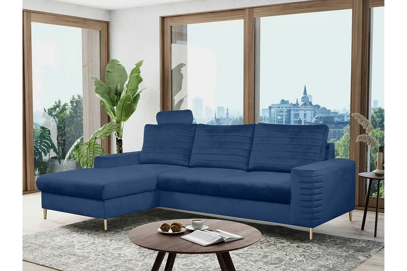 Kintore 3-sits Hörnbäddsoffa NO_BRAND Dark blue - Möbler - Vardagsrum - Bäddsoffor - Hörnbäddsoffa