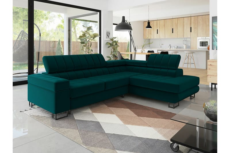 Kintore 3-sits Hörnbäddsoffa NO_BRAND Dark Turquoise - Möbler - Vardagsrum - Bäddsoffor - Hörnbäddsoffa