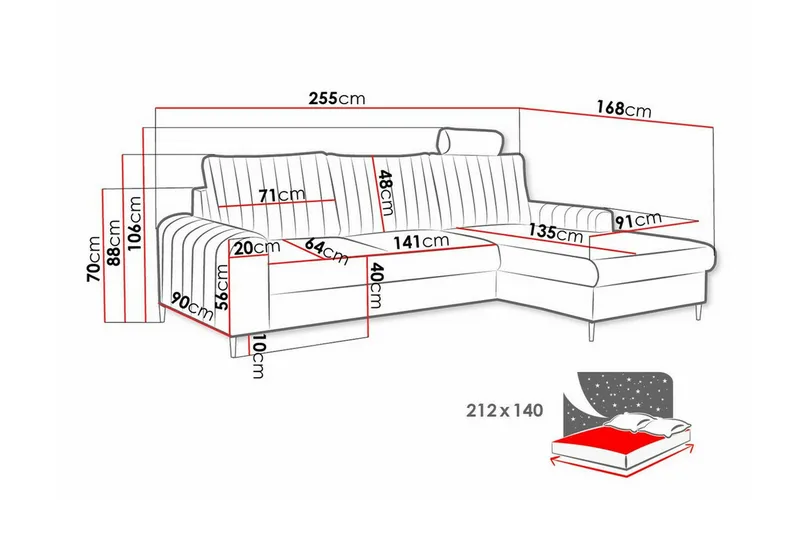 Kintore 3-sits Hörnbäddsoffa NO_BRAND Yellow - Möbler - Vardagsrum - Bäddsoffor - Hörnbäddsoffa