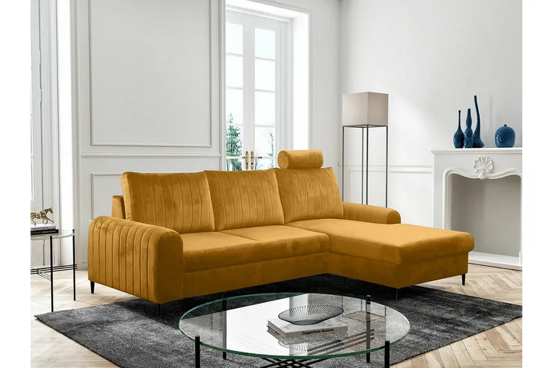 Kintore 3-sits Hörnbäddsoffa NO_BRAND Yellow - Möbler - Vardagsrum - Bäddsoffor - Hörnbäddsoffa