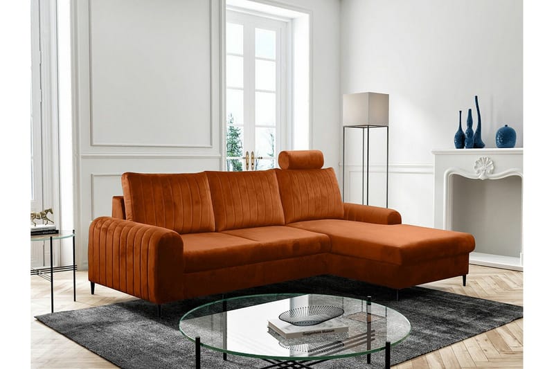 Kintore 3-sits Hörnbäddsoffa Orange - Möbler - Vardagsrum - Bäddsoffor - Hörnbäddsoffa