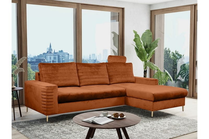 Kintore 3-sits Hörnbäddsoffa Orange - Möbler - Vardagsrum - Bäddsoffor - Hörnbäddsoffa