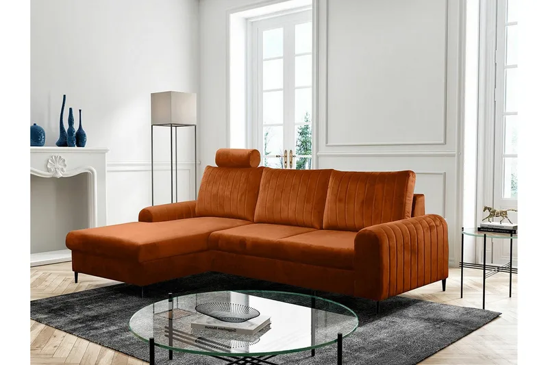 Kintore 3-sits Hörnbäddsoffa Orange - Möbler - Vardagsrum - Bäddsoffor - Hörnbäddsoffa