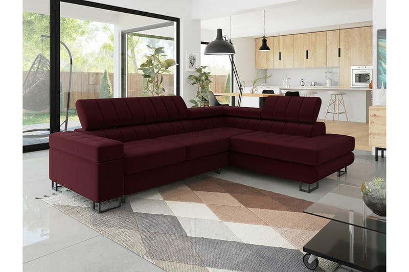 Kintore 3-sits Hörnbäddsoffa Röd - Möbler - Vardagsrum - Bäddsoffor - Hörnbäddsoffa
