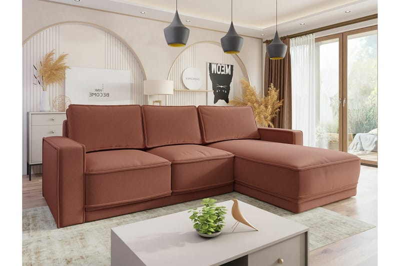 Kintore 3-sits Hörnbäddsoffa Rosa - Möbler - Vardagsrum - Bäddsoffor - Hörnbäddsoffa