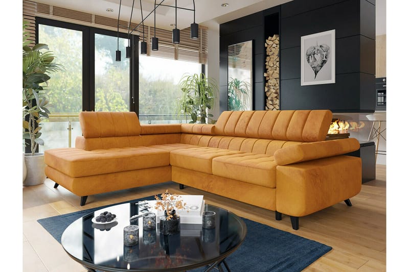 Kintore 3-sits Hörnbäddsoffa Yellow - Möbler - Vardagsrum - Bäddsoffor - Hörnbäddsoffa