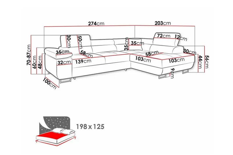 Kintore 3-sits Hörnbäddsoffa - Möbler - Vardagsrum - Bäddsoffor