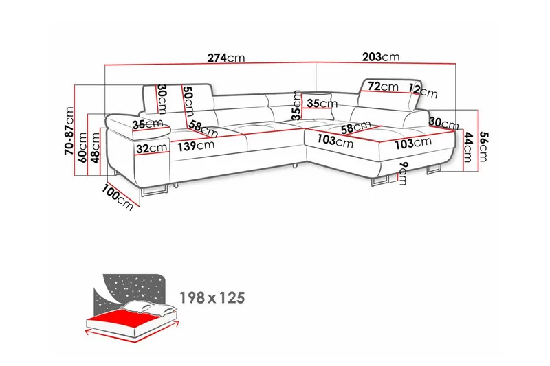 Kintore 3-sits Hörnbäddsoffa - Möbler - Vardagsrum - Bäddsoffor