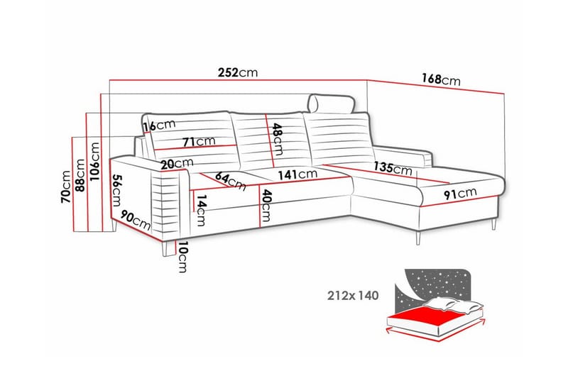 Kintore 3-sits Hörnbäddsoffa - Möbler - Vardagsrum - Bäddsoffor - Hörnbäddsoffa