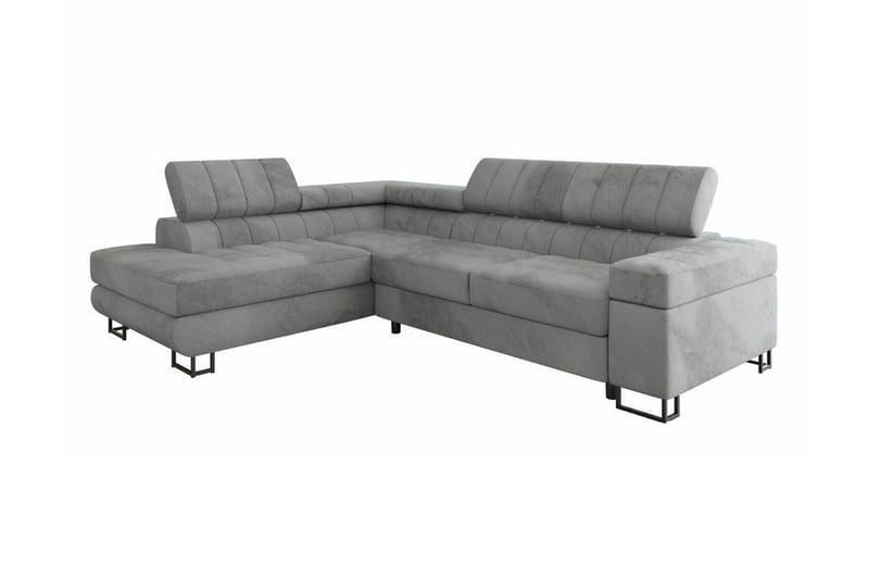 Kintore 3-sits Vänster Hörnbäddsoffa 123x192 cm med Förvaring i Tyg, Grå