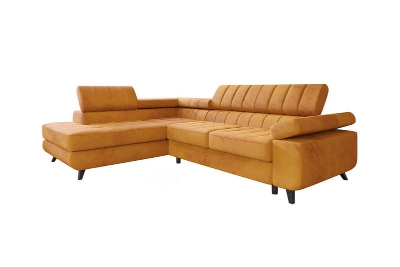 Kintore 3-sits Vänster Hörnbäddsoffa 123x193 cm med Förvaring i Tyg, Gul