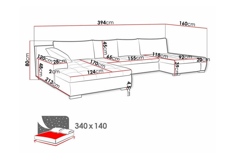Kintore 4-sits Hörnbäddsoffa beige - Möbler - Vardagsrum - Bäddsoffor - Hörnbäddsoffa