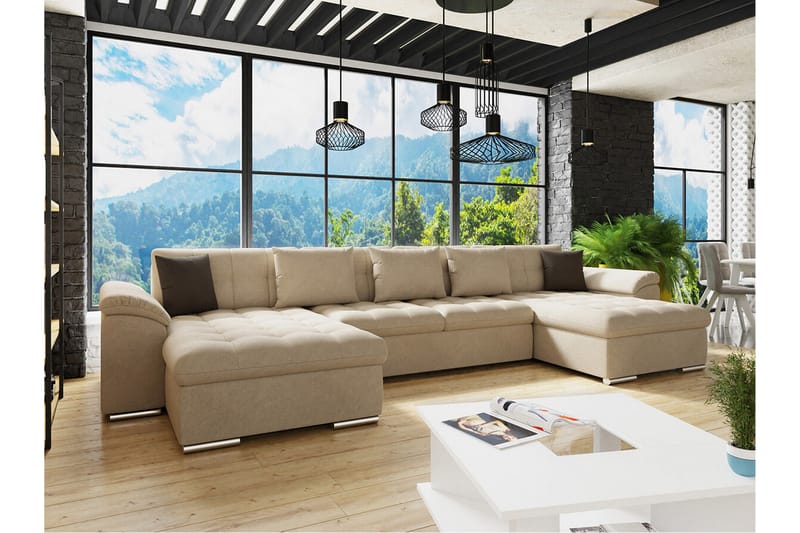Kintore 4-sits Hörnbäddsoffa Beige - Möbler - Vardagsrum - Bäddsoffor - Hörnbäddsoffa