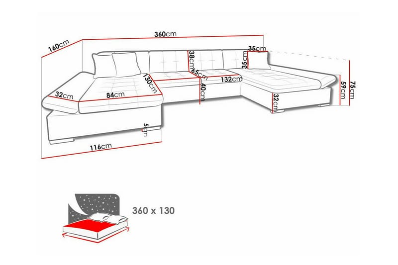 Kintore 4-sits Hörnbäddsoffa Beige - Hörnbäddsoffa - Bäddsoffor