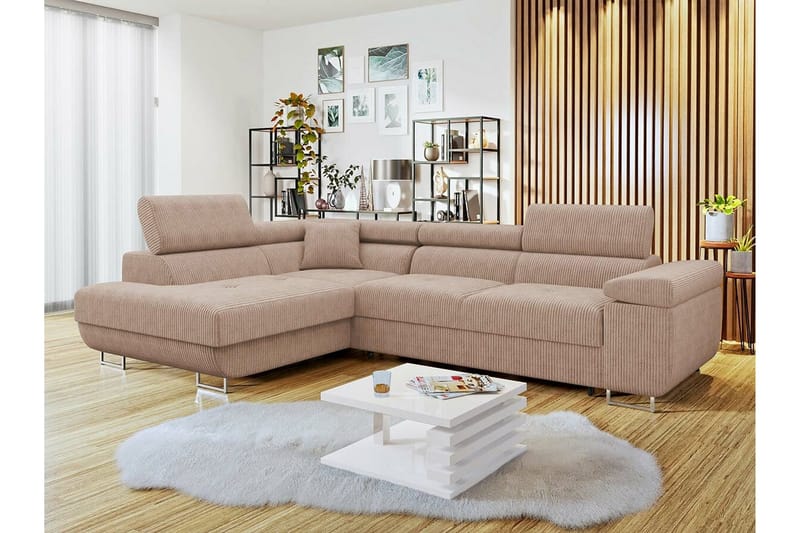 Kintore 4-sits Hörnbäddsoffa Beige/Rosa - Möbler - Vardagsrum - Bäddsoffor