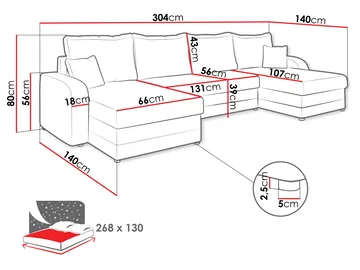 Kintore 4-sits Hörnbäddsoffa Black/Grey - Möbler - Vardagsrum - Bäddsoffor - U bäddsoffa