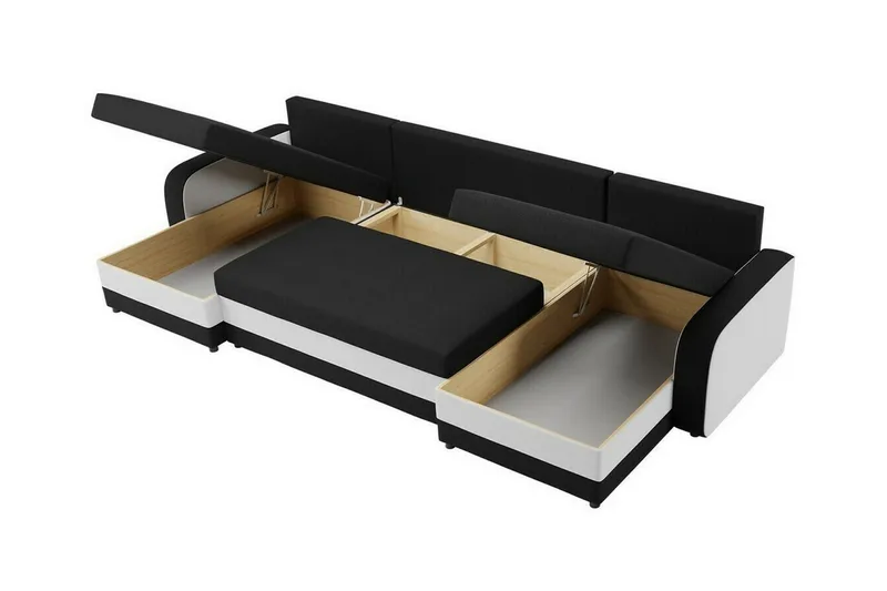 Kintore 4-sits Hörnbäddsoffa Black/Light grey - Möbler - Vardagsrum - Bäddsoffor - Hörnbäddsoffa