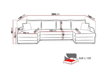 Kintore 4-sits Hörnbäddsoffa Black/Light grey - Möbler - Vardagsrum - Bäddsoffor - U bäddsoffa