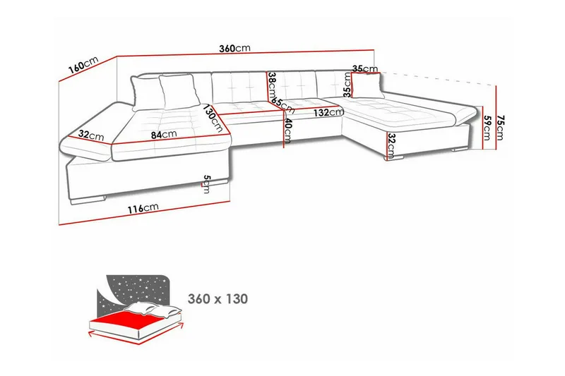 Kintore 4-sits Hörnbäddsoffa Brown - Möbler - Vardagsrum - Bäddsoffor - Hörnbäddsoffa