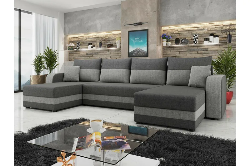 Kintore 4-sits Hörnbäddsoffa Dark grey - Möbler - Vardagsrum - Bäddsoffor - U bäddsoffa