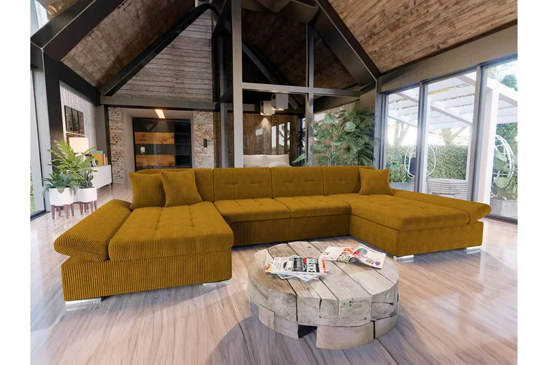 Kintore 4-sits Hörnbäddsoffa Dark yellow - Möbler - Vardagsrum - Bäddsoffor - U bäddsoffa