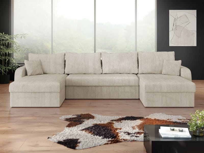 Kintore 4-sits Hörnbäddsoffa Grey/wood||Grey/Black - Möbler - Vardagsrum - Bäddsoffor - U bäddsoffa