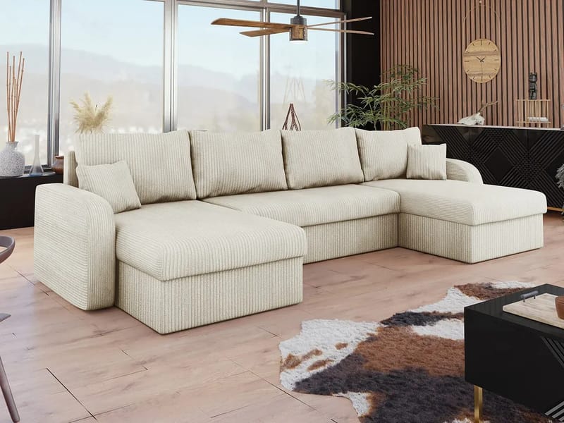 Kintore 4-sits Hörnbäddsoffa Grey/wood||Grey/Black - Möbler - Vardagsrum - Bäddsoffor - U bäddsoffa