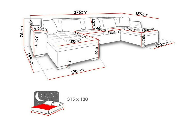 Kintore 4-sits Hörnbäddsoffa Gul - Hörnbäddsoffa - Bäddsoffor