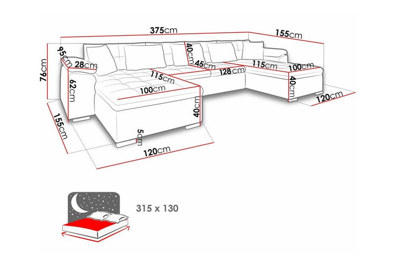 Kintore 4-sits Hörnbäddsoffa Ljusgrå - Hörnbäddsoffa - Bäddsoffor