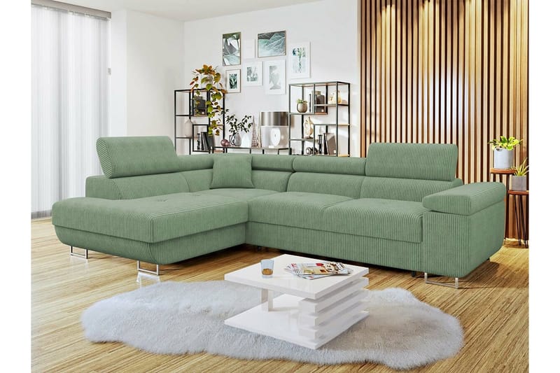 Kintore 4-sits Hörnbäddsoffa Ljusgrön/Grön/Mint - Möbler - Vardagsrum - Bäddsoffor