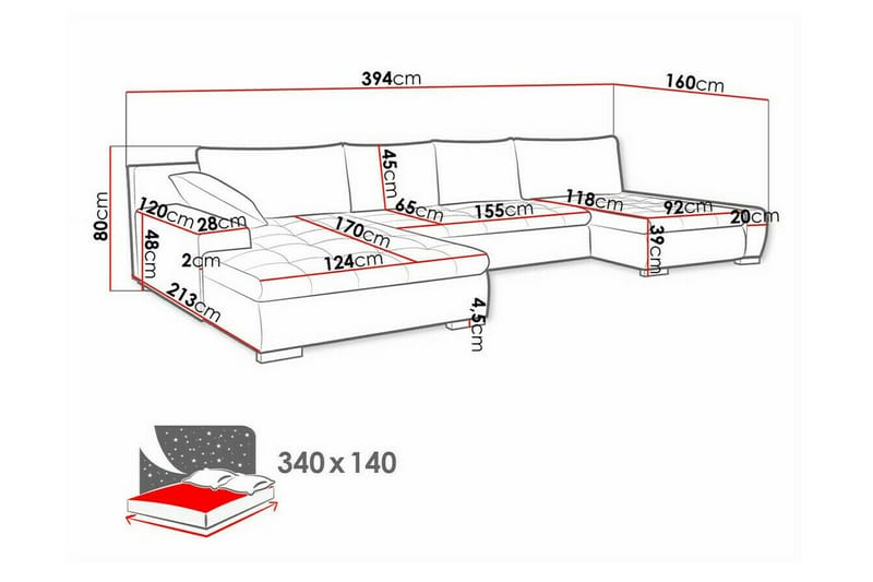 Kintore 4-sits Hörnbäddsoffa Mörkblå - Möbler - Vardagsrum - Bäddsoffor - Hörnbäddsoffa