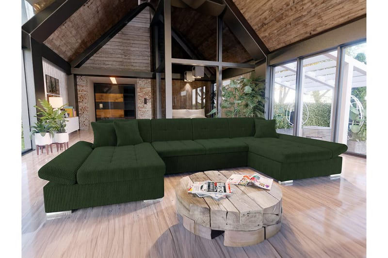 Kintore 4-sits Hörnbäddsoffa Mörkgrön - Möbler - Vardagsrum - Bäddsoffor - Hörnbäddsoffa