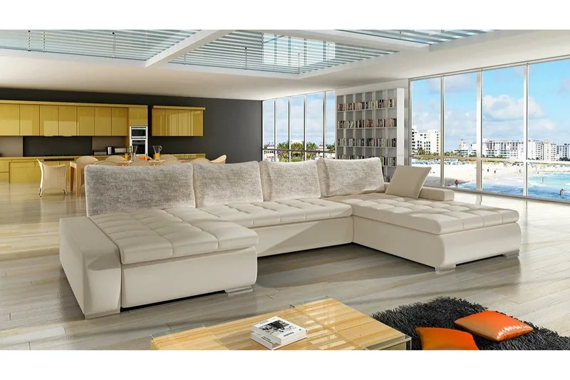 Kintore 4-sits Hörnbäddsoffa NO_BRAND beige - Möbler - Vardagsrum - Bäddsoffor - Hörnbäddsoffa