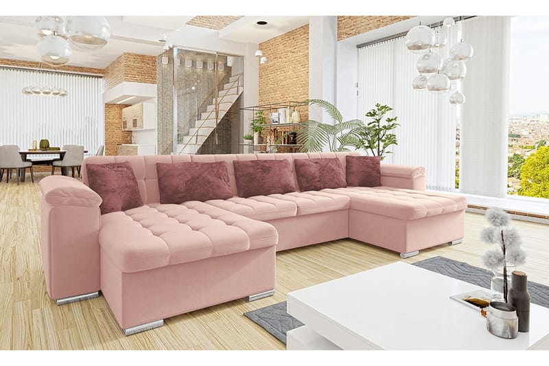 Kintore 4-sits Hörnbäddsoffa Rosa - Möbler - Vardagsrum - Bäddsoffor - Hörnbäddsoffa