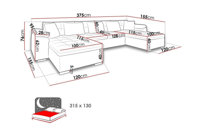 Kintore 4-sits Hörnbäddsoffa Rosa - Hörnbäddsoffa - Bäddsoffor