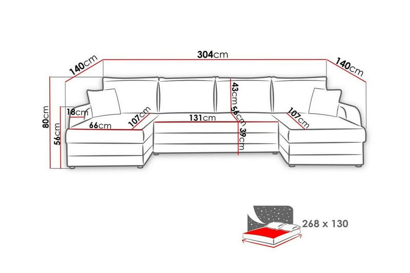 Kintore 4-sits Hörnbäddsoffa Svart/Grå - Möbler - Vardagsrum - Bäddsoffor - Hörnbäddsoffa
