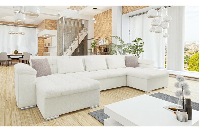 Kintore 4-sits Hörnbäddsoffa Vit - Möbler - Vardagsrum - Bäddsoffor - Hörnbäddsoffa