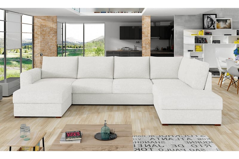 Kintore 4-sits Hörnbäddsoffa Vit - Möbler - Vardagsrum - Bäddsoffor - Hörnbäddsoffa
