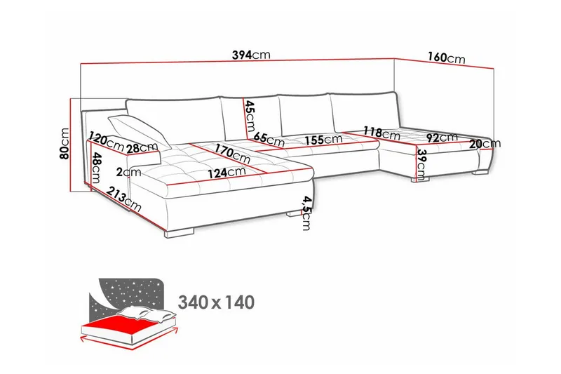 Kintore 4-sits Hörnbäddsoffa Wine red - Möbler - Vardagsrum - Bäddsoffor - Hörnbäddsoffa
