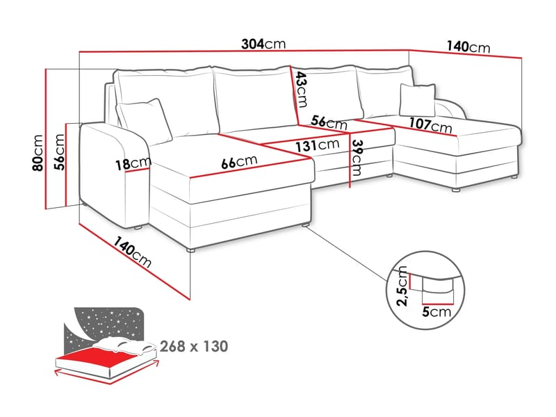 Kintore 4-sits Hörnbäddsoffa - Möbler - Vardagsrum - Bäddsoffor - U bäddsoffa