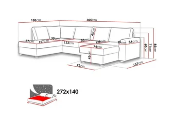 Kintore 4-sits Hörnbäddsoffa - Möbler - Vardagsrum - Bäddsoffor - U bäddsoffa