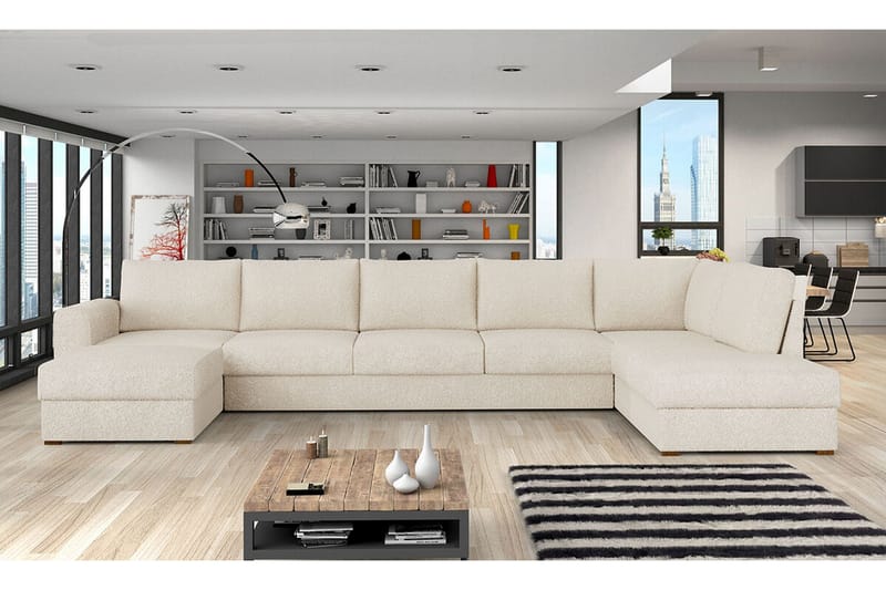 Kintore 6-sits Hörnbäddsoffa NO_BRAND White - Möbler - Vardagsrum - Bäddsoffor - Hörnbäddsoffa
