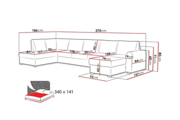 Kintore 6-sits Hörnbäddsoffa - Möbler - Vardagsrum - Bäddsoffor - U bäddsoffa